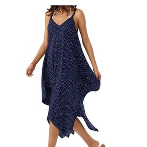 Tommy Bahama Sea Swell Scarf Dress Coverup S/M - Navy Dot